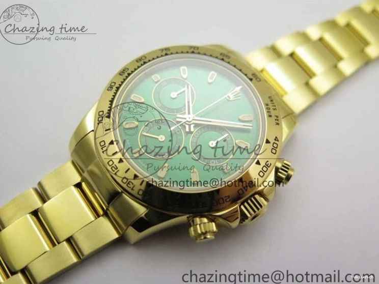 KKF Steel YG Dial Best 904L Edition 1:1 Green Bracelet YG Daytona on A7750 0410
